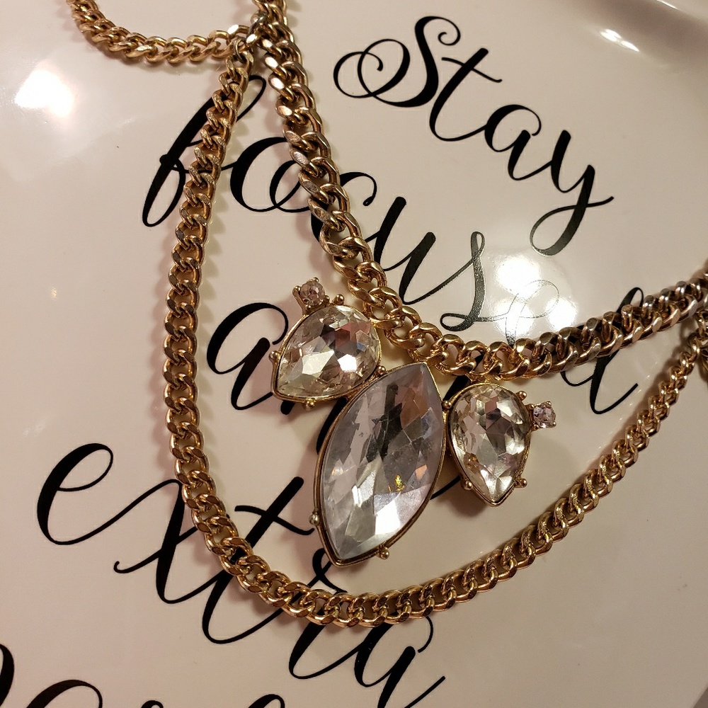 Statement necklace cold Chain Crystal Rhinestone - Picture 2 of 2
